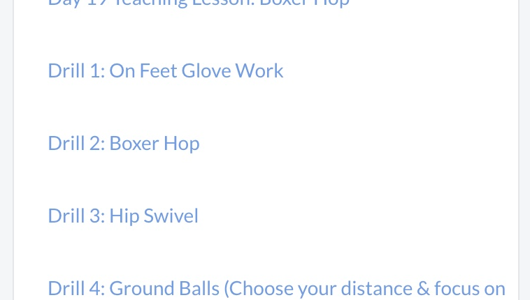 List of drills under a teaching lesson
